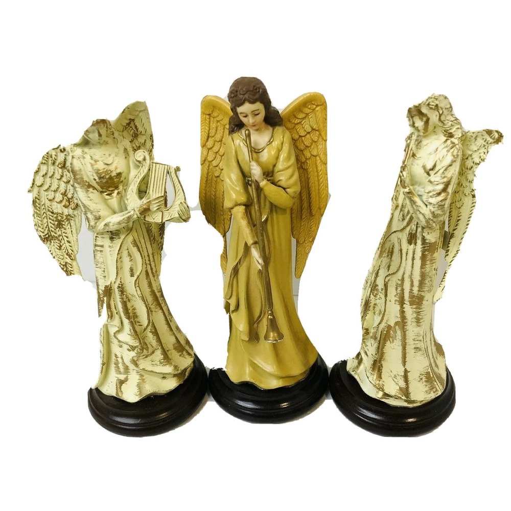 Enesco Angel Figurines Set of 3 Musical Angel Cherub Collection Vintage